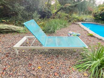 Aqua Blue & White Vintage Wire Style Lounger