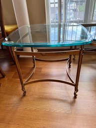 Brass End Table With Glass Top