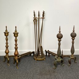 Fireplace Tools And Two Sets Of Andirons