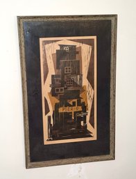 Mid Century Pier 9 Woodblock Print By David Stearns Dated 1955