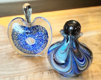 A Pair Of Elegant Murano Art Glass Perfume Bottles