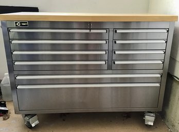 TRINITY Stainless Steel Rolling Tool Box FILLED WITH TOOLS!