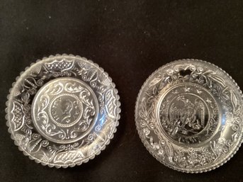 Pair Of Vintage Glass Cup Plates Henry Clay And Eagle