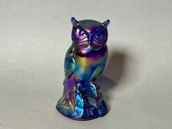 A Stunning Fenton Carnival Glass Iridized Owl Figure