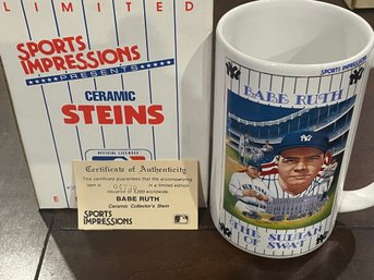 1991 Limited Edition Sports Impressions Ceramic Stein Of Babe Ruth   Numbered 730/5000
