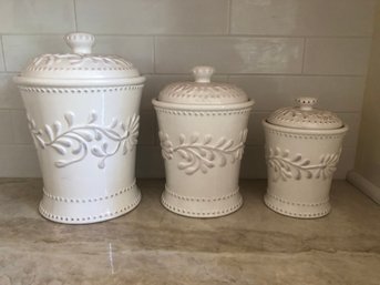 Bianca Leaf Canister Set By American Atelier