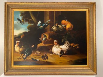 Birds Galore! Large Decorative Painting In Gilt Frame  (W2)