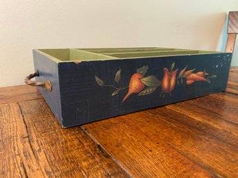 Hand Painted Utensil Box With Iron Handles