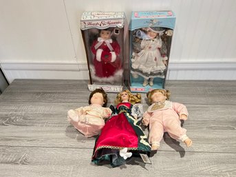 Group Of 5 Porcelain Dolls