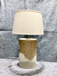 Cowhide Table Lamp With Wheat Colored Shade
