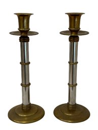Mixed Metal Candlesticks By Maitland Smith