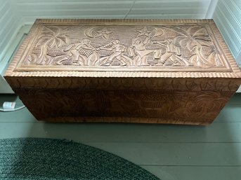 Carved Wooden Indonesian Trunk