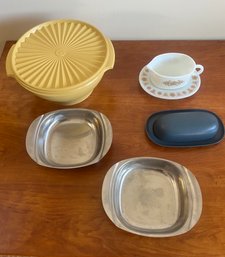 Vintage Pyrex, Tupperware, Swedish Stainless Steel Serving Bowls & More