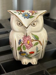 Vintage Aynsley Porcelain Owl Covered Trinket Box