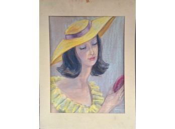 LADY IN YELLOW PASTEL UNFRAMED 24'