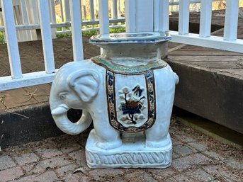 A Handpainted Glazed Ceramic Elephant Stool/ Stand