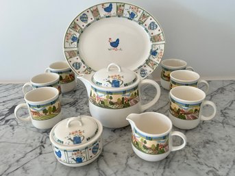 Johnson Bros, Ceramic Tea Set With Serving Platter For The Crumpets