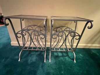 Pair Of Iron Tables With Solid Tops