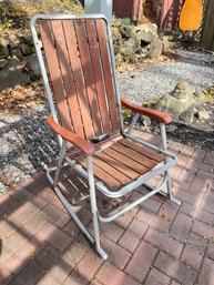 Vintage Wooden And Plastic Rocking Chair