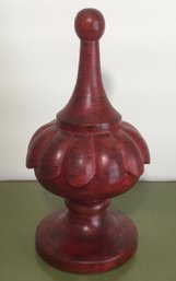Large Wooden Decorative Red Finial
