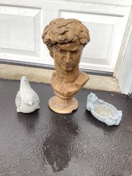 Garden Statue Of David Head . ALSO Includes Two Other Garden Statues