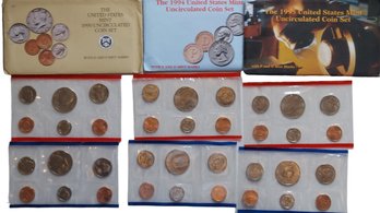 1990-1994-1995 Uncirculated Coin Sets U.S Mint   P&D Mint Marks