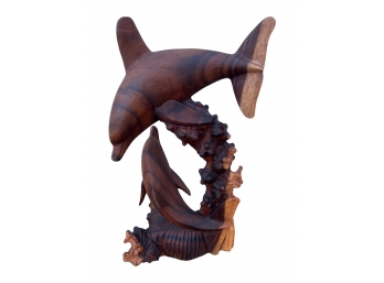 Wooden Handcarved Dolphin Statue