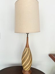 F.A.I.P Mid Century Swirl Lamp With Wood Base And Neck- *** Collectors Item****