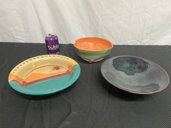 Mid Century Modern Marked / Signed Pottery - Group Of 3 Pieces