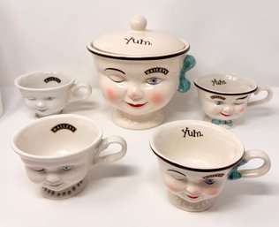 Bailey's Irish Cream Canister Cookie Jar - Limited Edition Yum Winking Eye Girl With Four Cups