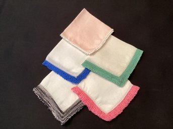 Lovely Lot Crocheted Edge Linen Hankies Handkerchiefs Cleaned & Pressed Vintage