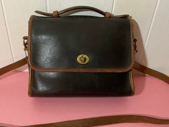 Coach Black & Camel Leather Two Tone Handbag