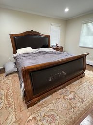 Aaron Drew Sleigh Bed, Leather Headboard And Footboard, KING SIZE