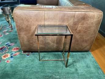 A MCM Brass & Glass End Table