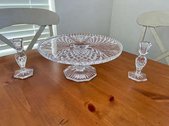 Ca. 1950's Cake Plate With Candlesticks To Accent