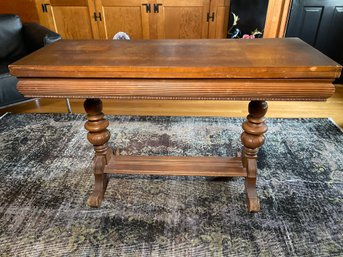 Gorgeous Antique Expanding Library Table With Satinwood In Lays