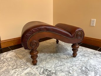 Marvelous Leather Footrest With Nailhead Trim