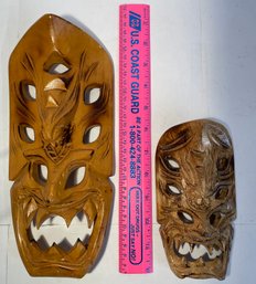 2 Hand Carved Tribal Masks