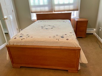 1940s Oak Double Bed & Night Stand With Optional Pillow Top Mattress