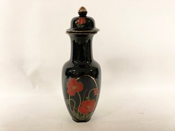 Gold Trimmed Japanese Porcelain Lidded Poppy Vase