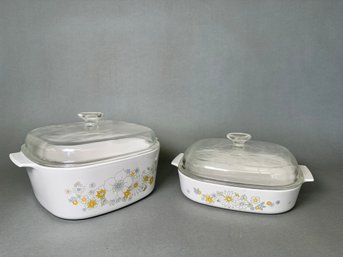 Vintage Corning Ware Floral Bouquet Lidded Casserole Dishes