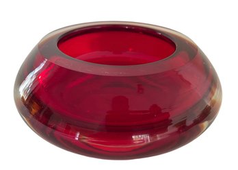 Heavy Walled Ruby Red Vintage Glass Bowl 8' X 3.5'