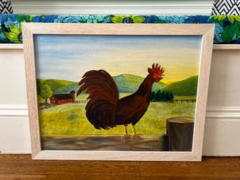 Signed PF Bromley - Rooster Farmhouse Painting