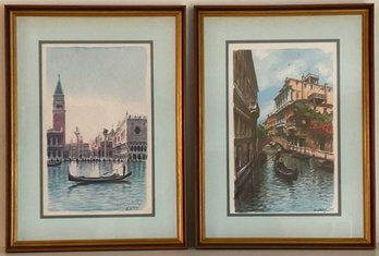 PR. Carlo Salvini Watercolor Prints, Italian Artist, Signed.