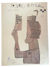 Original 1969 Spoletto, Italy Festival Exhibition Poster By Saul Steinberg (V)