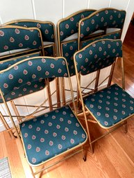 6 Folding Chairs Fritz And Co Vintage 16.5x32x17.5 Fabric All Good