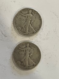 2 - 1945 Walking Liberty Silver Half Dollar