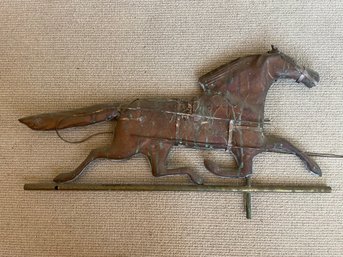 Antique Copper & Brass Horse Weathervane Topper