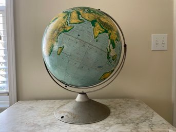 Very Large Vintage World Globe On Stand