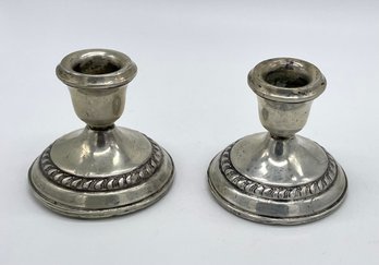 Pair Of Vintage Columbia Weighted Sterling Silver Candlesticks